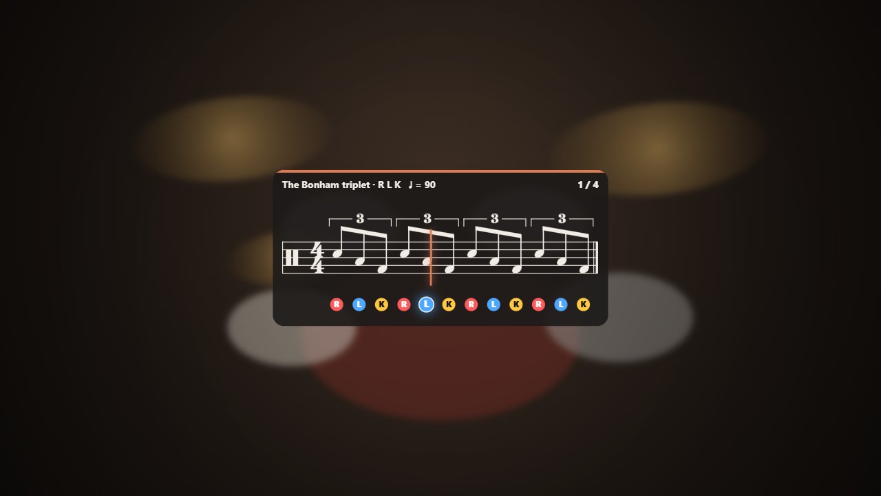 The Bonham triplet written as R L K eighth triplets