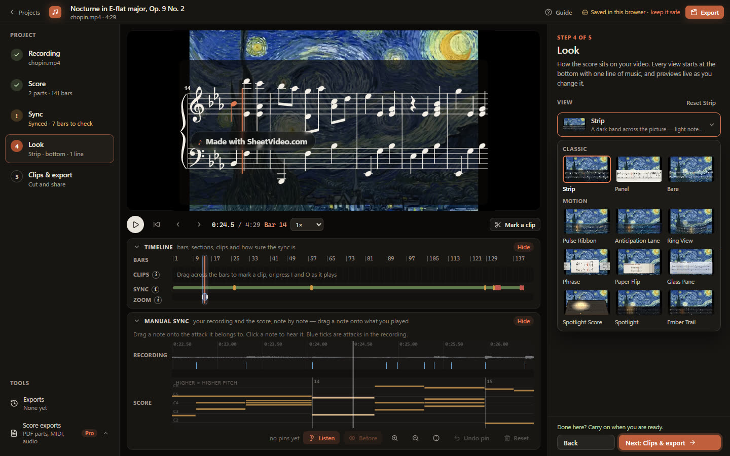 The view picker open, showing all twelve views as thumbnails